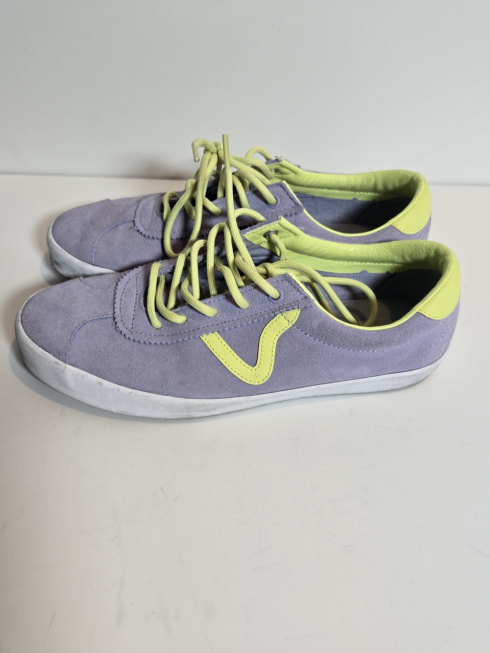 Vans Lilac Suede Sneakers with Neon Yellow Accents